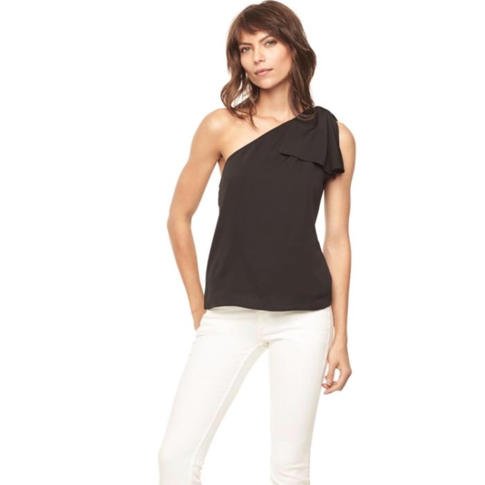 Milly Cindy One-Shoulder Silk top